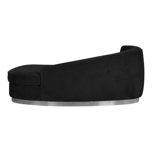Julian Velvet Upholstered Chaise Lounge in Black