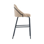 Gracie Metal Upholstered Barstool in Tan and Black