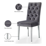 Juno Velvet Upholstered Dining Chair in Grey