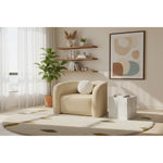 Kali Faux Shearling Teddy Fabric Upholstered Chair in Beige