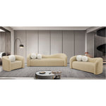 Kali Faux Shearling Teddy Fabric Upholstered Chair in Beige