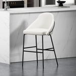 Gracie Metal Upholstered Barstool in White and Black