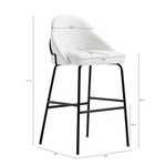 Gracie Metal Upholstered Barstool in White and Black