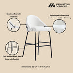 Gracie Metal Upholstered Barstool in White and Black