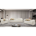 Kali Faux Shearling Teddy Fabric Upholstered Chair in Cream