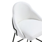 Gracie Metal Upholstered Barstool in White and Black