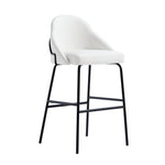 Gracie Metal Upholstered Barstool in White and Black