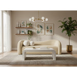 Kali 86" Faux Shearling Teddy Fabric Upholstered Sofa in Beige