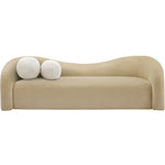 Kali 86" Faux Shearling Teddy Fabric Upholstered Sofa in Beige
