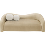 Kali 86" Faux Shearling Teddy Fabric Upholstered Sofa in Beige