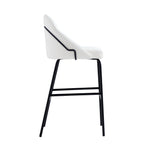 Gracie Metal Upholstered Barstool in White and Black