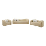 Kali 86" Faux Shearling Teddy Fabric Upholstered Sofa in Beige