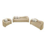Kali 86" Faux Shearling Teddy Fabric Upholstered Sofa in Beige