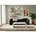 Kali 86" Faux Shearling Teddy Fabric Upholstered Sofa in Black
