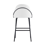 Gracie Metal Upholstered Barstool in White and Black