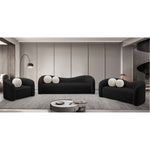 Kali 86" Faux Shearling Teddy Fabric Upholstered Sofa in Black