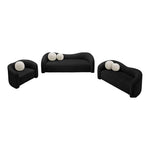 Kali 86" Faux Shearling Teddy Fabric Upholstered Sofa in Black
