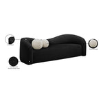 Kali 86" Faux Shearling Teddy Fabric Upholstered Sofa in Black