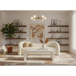 Kali 86" Faux Shearling Teddy Fabric Upholstered Sofa in Cream