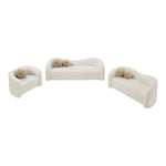 Kali 86" Faux Shearling Teddy Fabric Upholstered Sofa in Cream