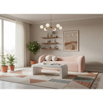 Kali 86" Faux Shearling Teddy Fabric Upholstered Sofa in Pink