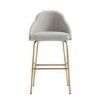Gracie Metal Upholstered Barstool in Stone Gray and Gold