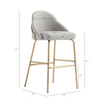 Gracie Metal Upholstered Barstool in Stone Gray and Gold