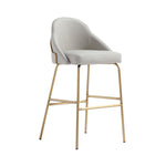 Gracie Metal Upholstered Barstool in Stone Gray and Gold