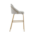 Gracie Metal Upholstered Barstool in Stone Gray and Gold