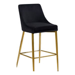 Karina Velvet Upholstered Counter Stool in Black