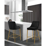 Karina Velvet Upholstered Counter Stool in Black