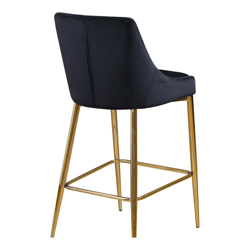 Karina Velvet Upholstered Counter Stool in Black