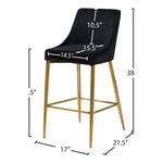Karina Velvet Upholstered Counter Stool in Black