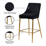 Karina Velvet Upholstered Counter Stool in Black