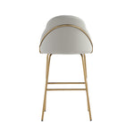 Gracie Metal Upholstered Barstool in Stone Gray and Gold