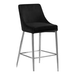 Karina Velvet Upholstered Counter Stool in Black