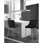Karina Velvet Upholstered Counter Stool in Black