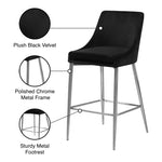Karina Velvet Upholstered Counter Stool in Black