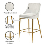 Karina Velvet Upholstered Counter Stool in Cream