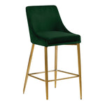 Karina Velvet Upholstered Counter Stool in Green