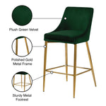 Karina Velvet Upholstered Counter Stool in Green