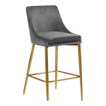 Karina Velvet Upholstered Counter Stool in Grey