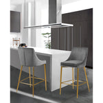 Karina Velvet Upholstered Counter Stool in Grey