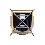 Gracie Metal Upholstered Barstool in Stone Gray and Gold