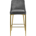 Karina Velvet Upholstered Counter Stool in Grey