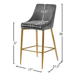 Karina Velvet Upholstered Counter Stool in Grey