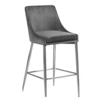 Karina Velvet Upholstered Counter Stool in Grey