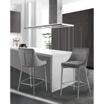 Karina Velvet Upholstered Counter Stool in Grey