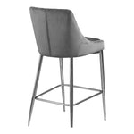 Karina Velvet Upholstered Counter Stool in Grey