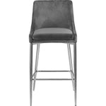 Karina Velvet Upholstered Counter Stool in Grey